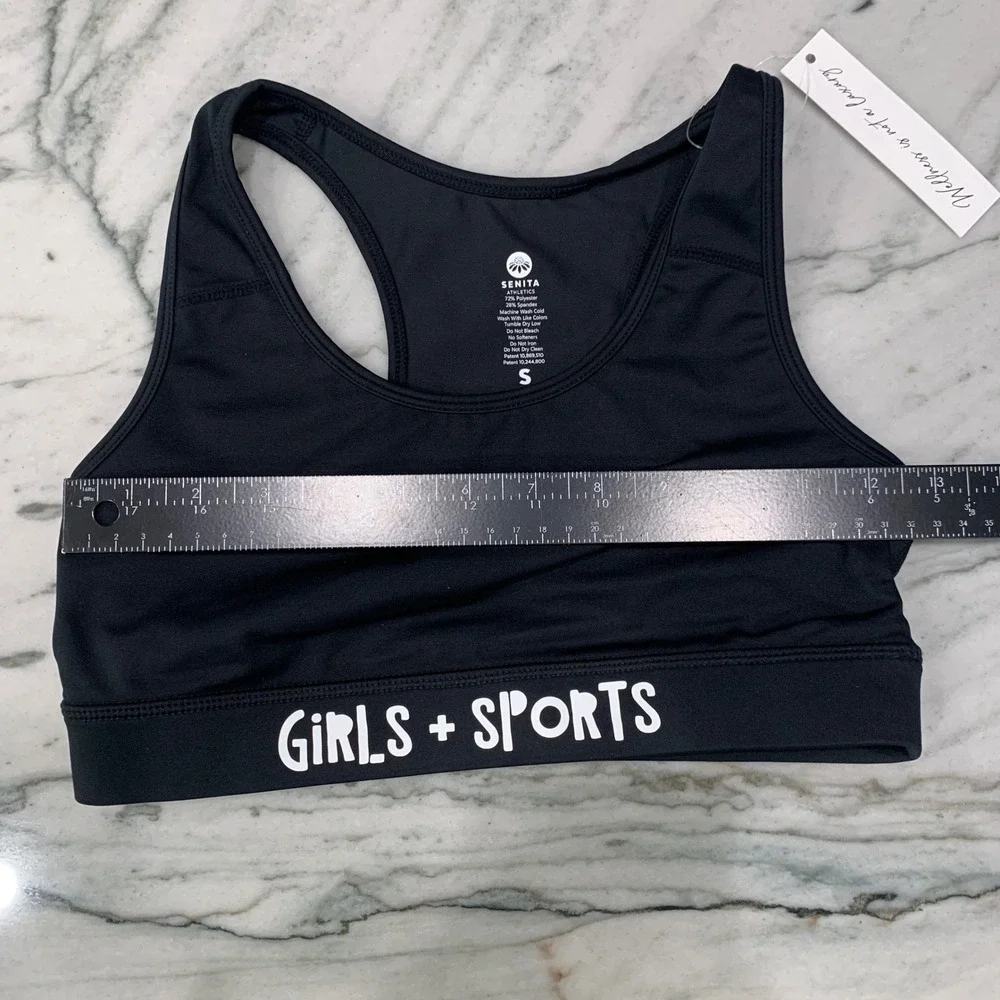 Senita Athletics Girls + Sports Bra Top Black Racerback Activewear‎ Small